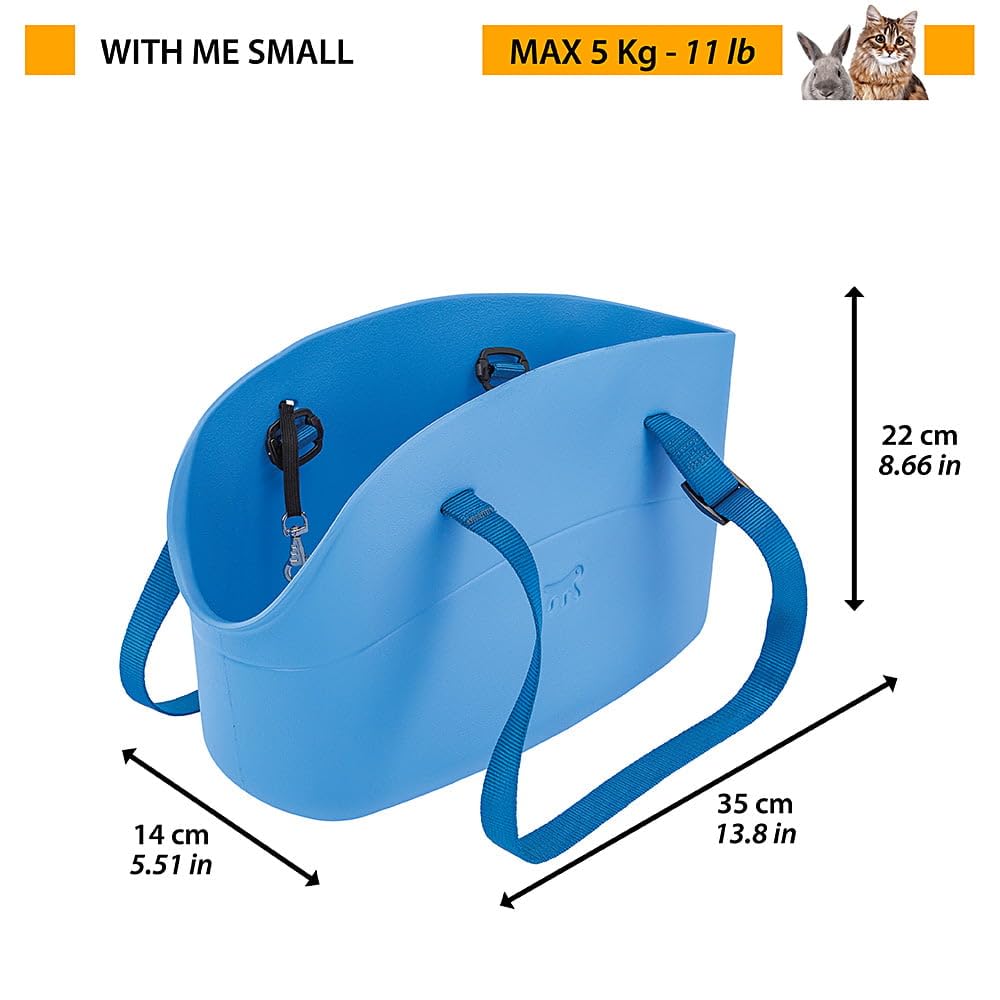 Ferplast Borsa per cani di piccola taglia WITH-ME SMALL, in gomma EVA, Manici regolabili, Cinghiolo di sicurezza incluso, 14 x 35 x h 22 cm Tortora