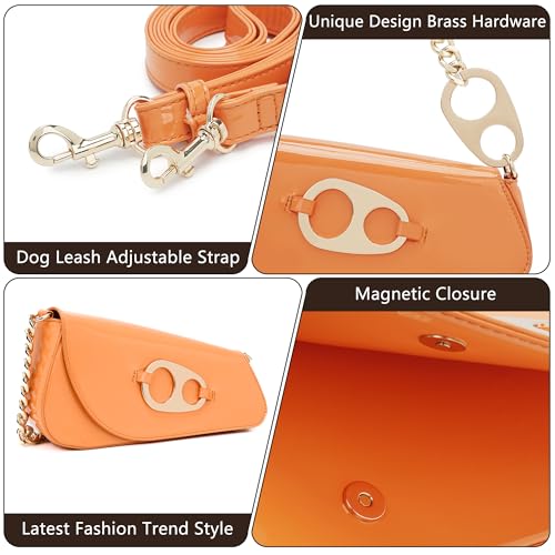 Image of Crossbody Bag Y2K Trendy Purses for Women Patent Leather Shoulder Handbags Hobo Bag with Chian Strap