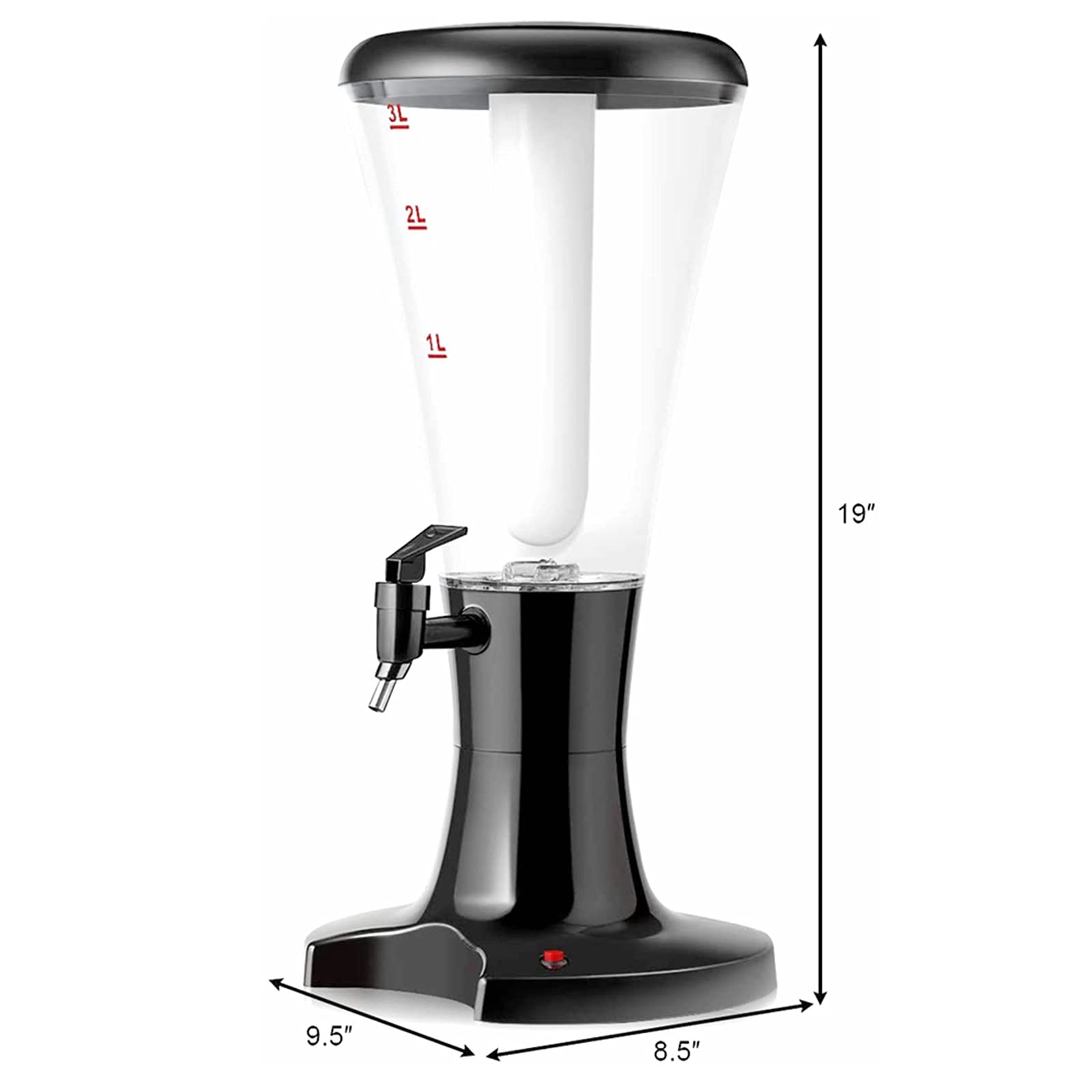 SXA Colonna della Birra 3L con Raffreddamento del Ghiaccio, Torre di Birra con Luce A LED, Distributore di Birra, Distributore di Bevande con Rubinetto, Colonna Bevuta Ideale per Feste, Bar E Casa