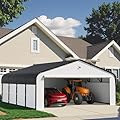 Benass Carports Canopy Heavy Duty, Fully Enclosed Metal Garage with Sidewalls (20x20, White)