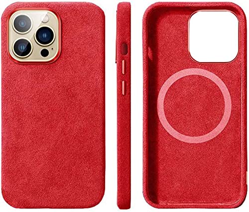 Coque Alcantara iPhone 14 Pro rouge étui de luxe antichoc en tissu premium