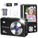 Fotocamera digitale 4K, autofocus 64 MP, fotocamera per vlogging con scheda TF da 32 GB, schermo LED da 2,8", zoom 18x, anti-shake, batteria grande, fotocamera digitale compatta YouTube portatile per