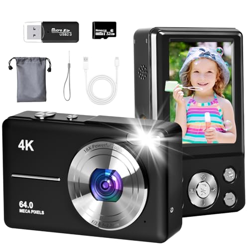 4K Digital Camera, Autofocus 64MP Vlogging Camera with 32GB TF Ca...