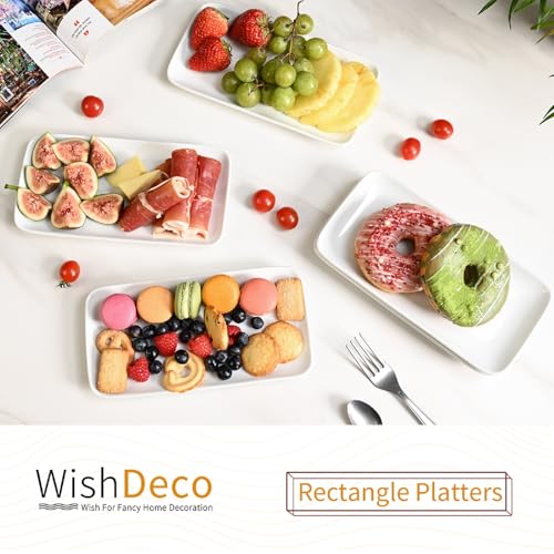 Rectangle Plates Set of 6, Small Serving Platters L23 cm x W12 cm, White Ceramic Dinner Plates 9 inch, Serving Dishes for Starter, Dessert, Salad, Sushi, Cake - Image 3