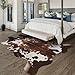 WARM HAVEN Cow Hide Faux Cowhide Rug: Cow Print Rug for Living Room Bedroom 4.6x5.2 Feet - Animal Print Skin Black and Brown Western