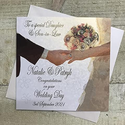 Personalised Daughter & Son-in-Law Wedding Card Cover