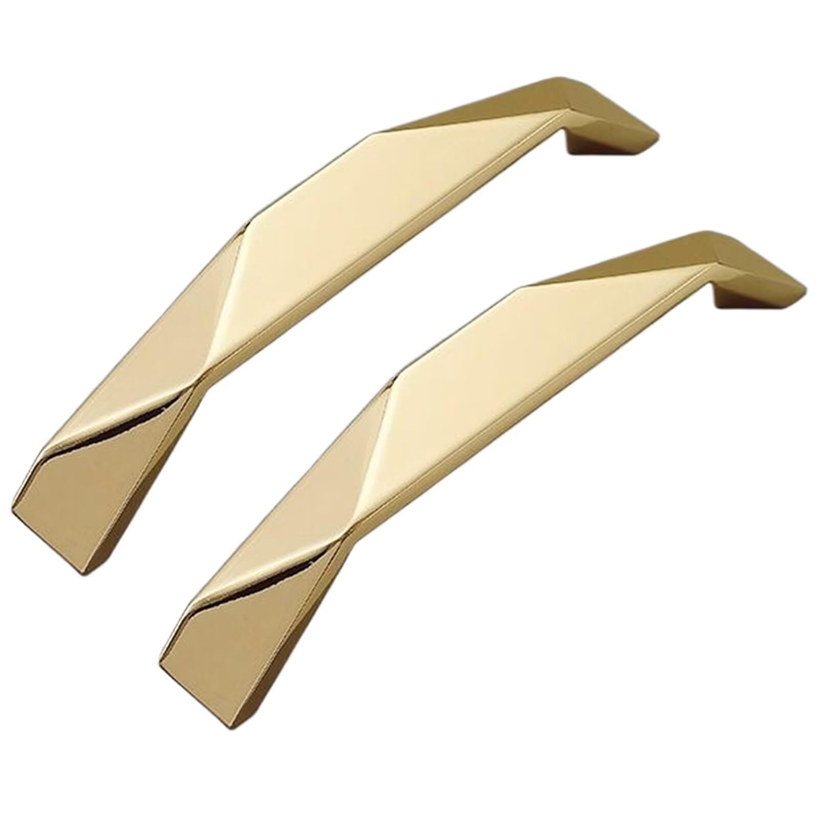 TYYCKJ 2 Packs Cabinet Drawer Pull Wardrobe Handle Zinc Alloy Door Knobs, Golden Handles for Kitchen Cabinets Bedroom Bathroom Cupboard Handle Metal Dresser Knob, Hole Distance 128mm