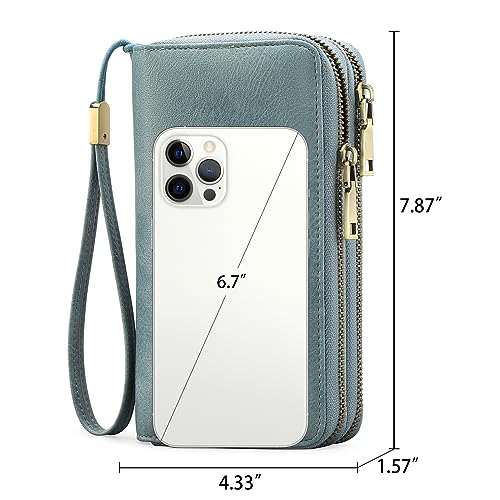 Image of GAEKEAO Wallet for Women Clutch RFID Blocking Wristlet Leather Purse Large Capacity Credit Card Holder with Grip Hand Strap