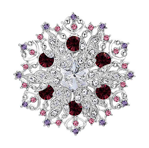 EVER FAITH Austrian Crystal Winter Snowflake Corsage Brooch Pin Amethyst-Color Purple
