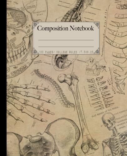 Composition Notebook: Vintage style Human Anatomy Medical Illustration theme. Antique Skulls & skeletons.