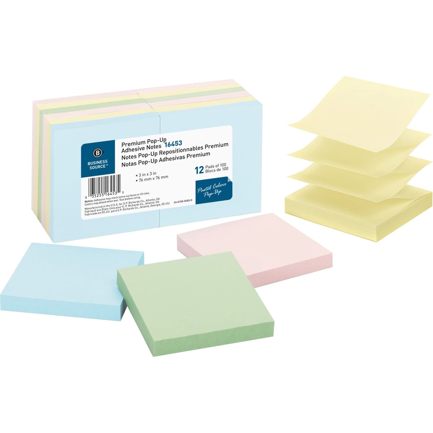 Business Source Pop-up Adhesive Note, Pack of 12