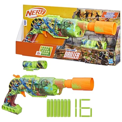 Nerf Zombie Driller Foam Dart Blaster, Rotating 5-Dart Cylinder, Removable Targeting Scope, 16 Elite Darts, Foam Blaster - Image 2