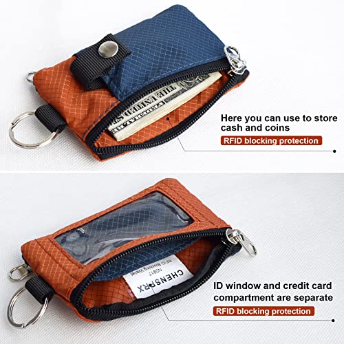 Image of CHENSPRX Minimalist RFID Blocking Small Wallet with ID Window,WaterResistant Zip Id Case Wallet with Lanyard Keychain for Cards,Cash,Travel,Women,Men