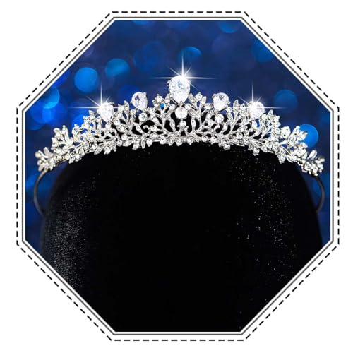 Jovono Hochzeitsdiadem für Erwachsene, Brautschmuck in Silber mit Strass, Diadem für Damen