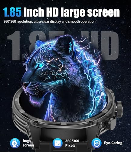 HIRREO Smart Watch for Men, 1.85" Extra Large Smartwatch with Flashlight, 800mAh Long Battery, 100+ Sports Fitness Tracker Watch, Bluetooth Caling/Sleep Monitor Smart Watch for Android iOS - Image 3