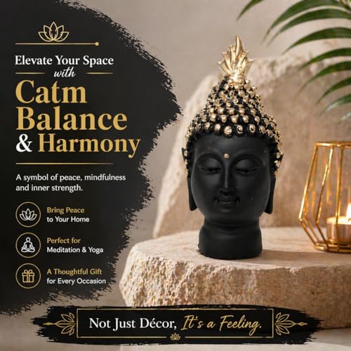 Image of ZAICUS Buddha Head Showpiece for Home Decor, Meditating Buddha Statue Figurine for Living Room, Office Desk, Meditation Room, Zen Decor & Housewarming Gift