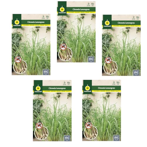 Semillas de Citronela DECOALIVE Set de 5 Sobres de Semillas de Lemongrass