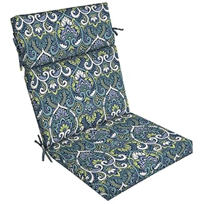 Arden Selections Outdoor Chair Cushion, 21 x 20, Water Repellent, Fade Resistant 21 x 20, Sapphire Aurora Blue Damask
