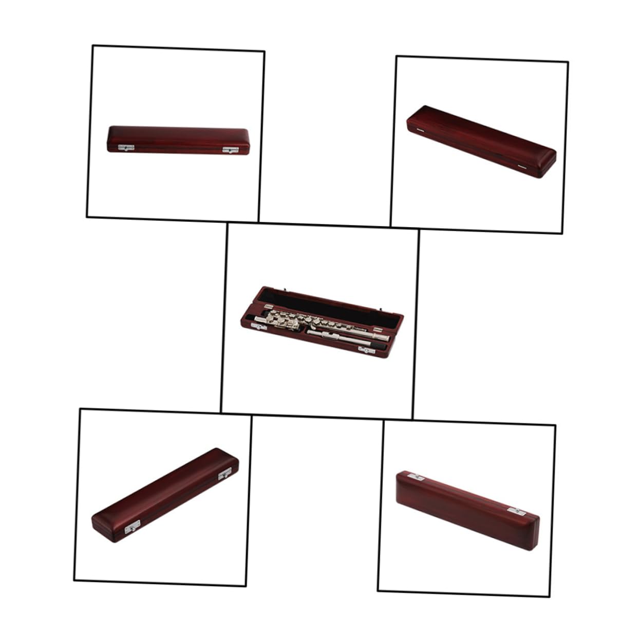 Custodia per Flauto in Palissandro Rosso per Flauto a 16 Fori | Forma Rettangolare, Stile Classico Antico, Protezione da Urti e Usura, Regalo per Amatori e Professionisti