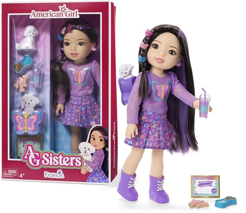 American Girl, AG Sisters Francie Doll, with Brown Eyes, Long Dark-Brown Hair with Purple Highlights, 14.5', Ages 4+