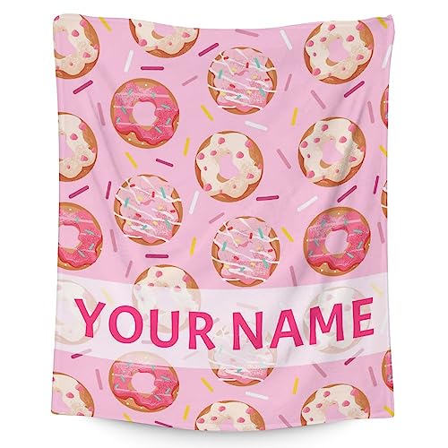 Girls Blanket - 40"x50" Cute Donut Throw Blanket Gifts for Kids & Adults - Personalized Pink Soft Fuzzy Doughnut Blanket for Couch & Living Room