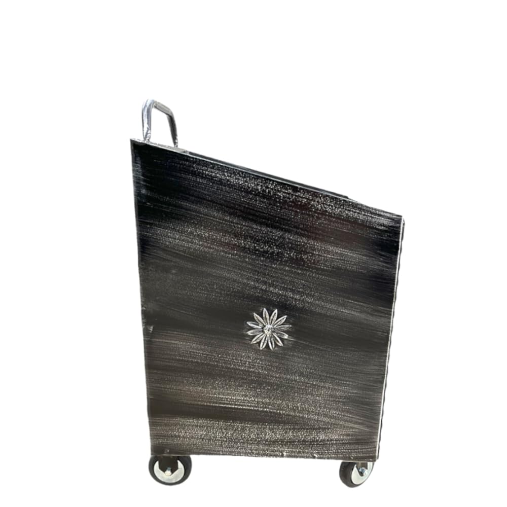 PEGORARO ANGELO Carrello portalegna portapellet Piccolo con ruote decoro Margherita spazzolato Rame e spazzolato Grigio (SPAZZOLATO GRIGIO)