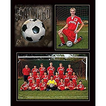 Play Hard Soccer 7x5/3.50x5 Memory Mates cardstock Double Photo Frame Sold in 10's - 5x7