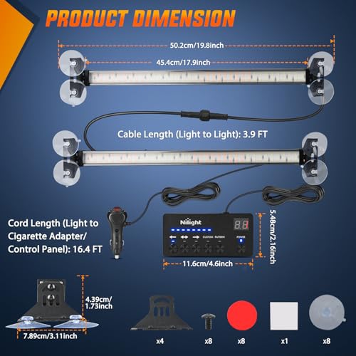 Image of Nilight 144 LED Strobe Traffic Advisor Light Bar Blue with Controller