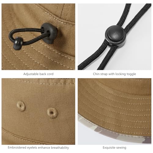 Image of UPF 50+ Foldable Sun Hat Patterned Under Brim Bucket Hats for Summer Hiking Fishing Beach Safari Men Women