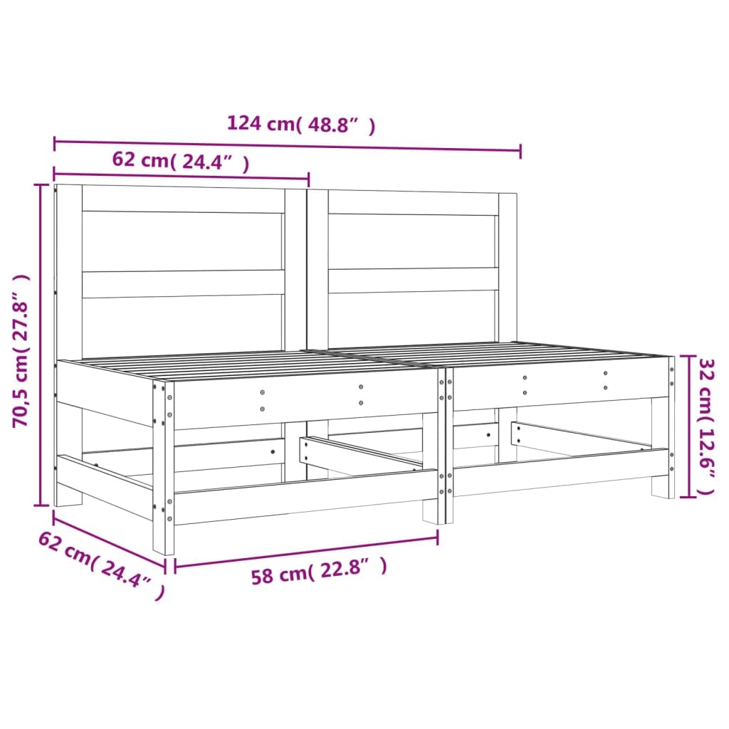 Gecheer 2 pz,Divani,Pallet,Centrali,Modulari,da Giardino,Esterno,Patio,2 Posti,in Legno di Pino,Grigio,Divano in Legno,Divano 2 Posti da Giardino in Legno,Divani Centrale da Esterno in Legno