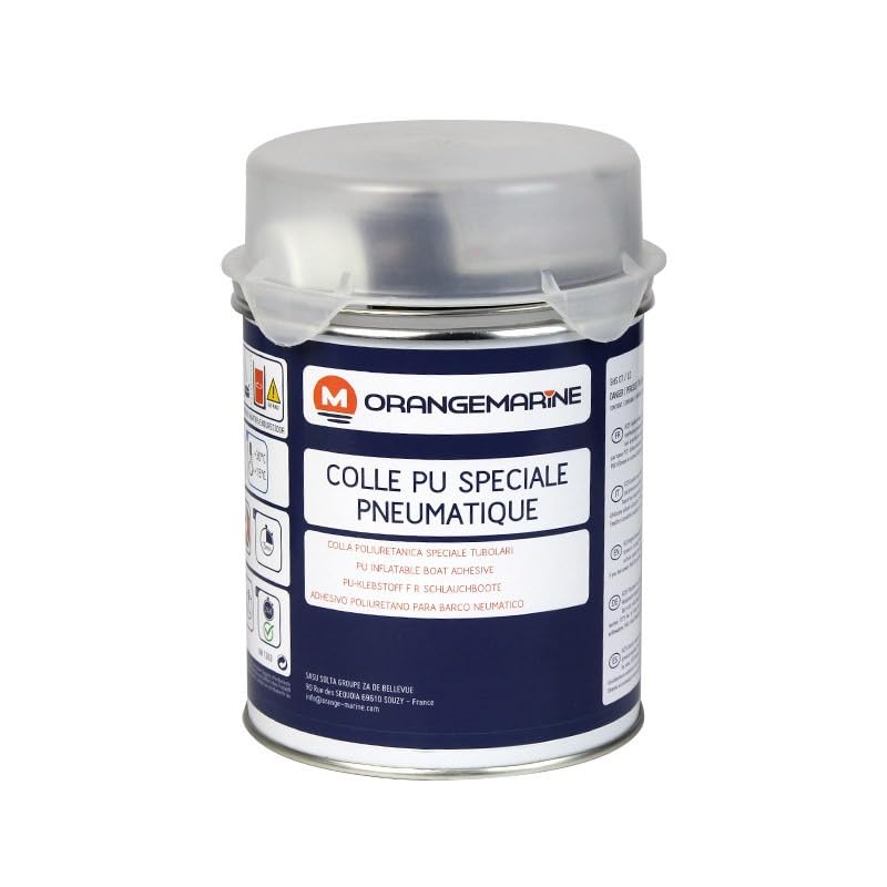 750 ml – Pegamento de PU bicomponente naranja marino – Reparación lona, neumático, barco inflable PVC/hypalon/neopreno, fácil de aplicar, secado rápido, resistencia a la inmersión