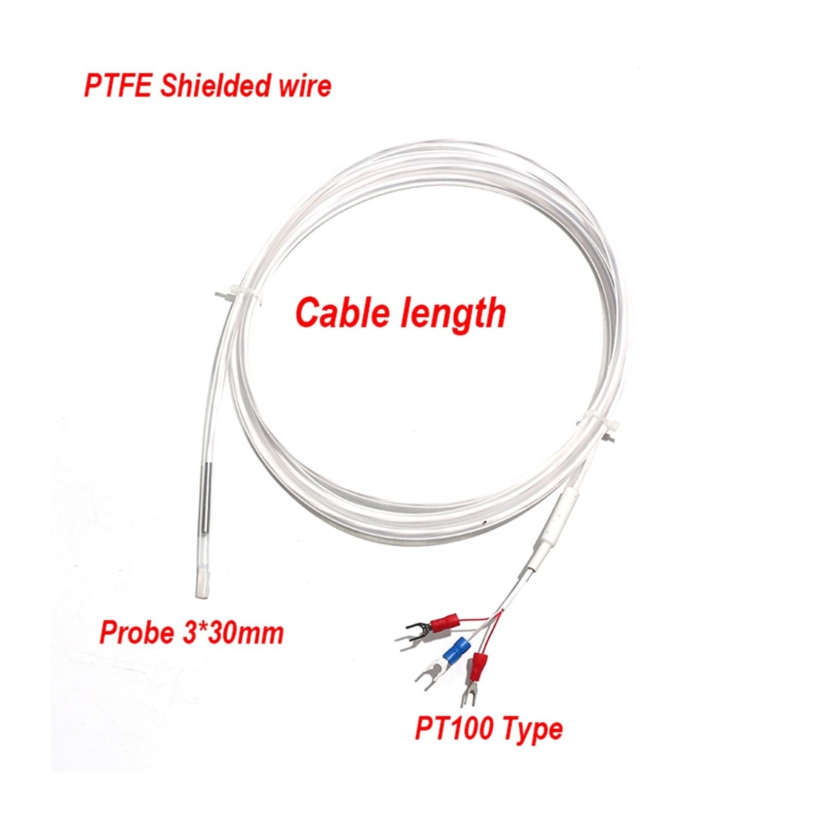 1PC PT100/K Typ Thermoelement Temperatur Sensor Interne Edelstahl Sonde 3 * 30mm 1M 2M 3M 4M 5M -50~260 ℃ Hohe Empfindlichkeit(PT100 5M)