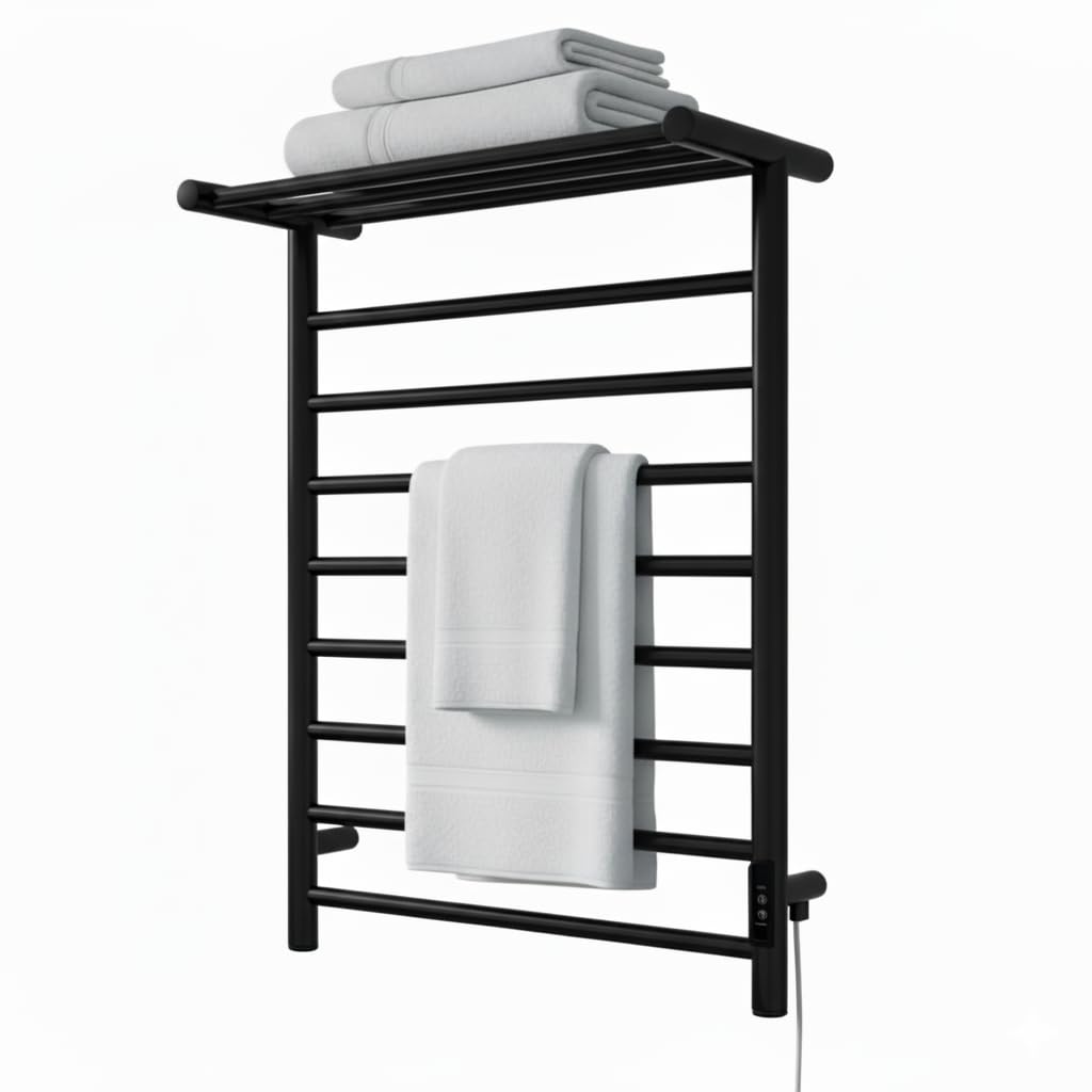 Manissa Black Chester Electric Towel Rail 660Mm Height X 550Mm Width Rail Bathroom Heater Radiator Warmer