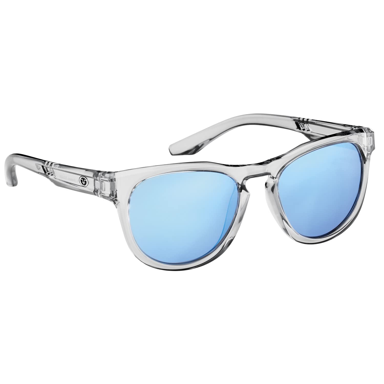 Flying Fisherman Breakers - Gafas de sol redondas polarizadas con marco de cristal/lente de espejo ahumado, gris/azul/azul, talla M, Gris-azul/azul, Medium