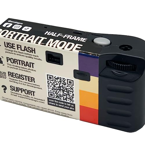 Image of Analog Portrait Mode Disposable Camera w /Flash + Development & Digital Uploads | New Half-Frame 35mm Film Single-Use Camera, 34 Exposures, Pictures Sent to Your Phone