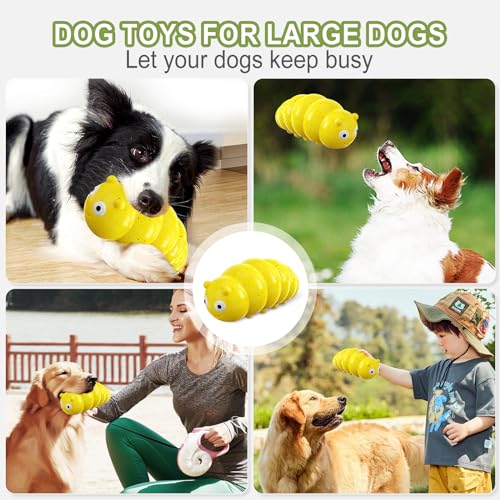 Encuryna Hundespielzeug Unzerstörbar für Aggressives Kauen, Quietschendes Interaktives Hunde Spielzeug, Tough Durable Quietschen Hunde Kauspielzeug für Mittelgroße große Rasse (Gelb)