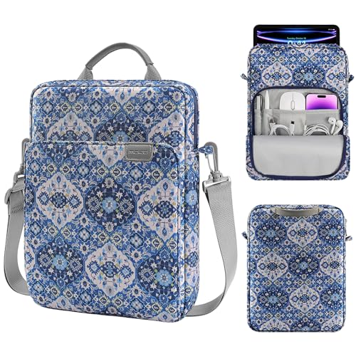 Image of MoKo 9-11 Inch Tablet Sleeve Bag Handle Carrying Case with Shoulder Strap | Fits iPad Pro /Air /A16 11-inch, iPad 10th 10.9, iPad 9 /8 /7th 10.2, iPadAir 5 /4th 10.9 and Tab S8 /S9 11-inch, Blue Bohemia