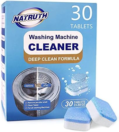 NATRUTH Washing Machine Cleaner Descaler 30 Pack Deep Cleaning Washer Cleaner Tablets For HE Front Loader & Top Load Washer