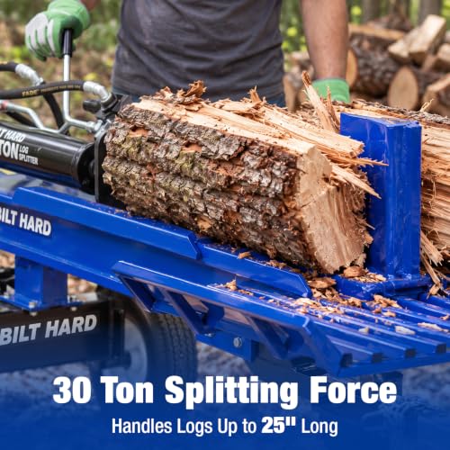 Image of BILT HARD 30-Ton Horizontal Gas Log Splitter with Log Tray, 7 HP 209cc Engine, Towable Full Beam Wood Splitter, 2 Stage Gear Pump, 2 inch Ball Coupler, 16 inch DOT Tires for Firewood Splitting