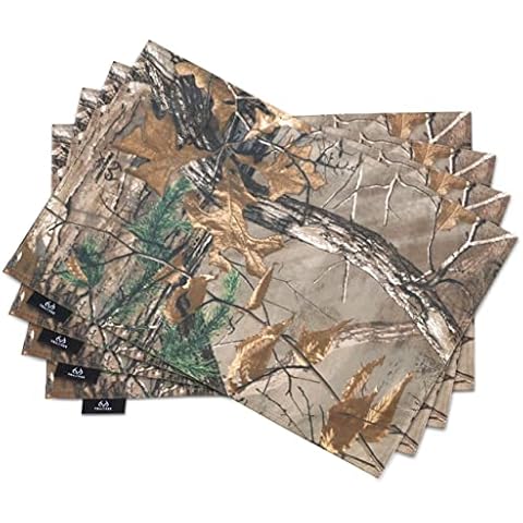 VISI-ONE Realtree Xtra Rectangle Placemats Set of 4 Washable 13" x 19" inch Rectangle Table Mats Camo Place Mats for Dining Table (Camouflage, 4) (07176100072RT) Cover
