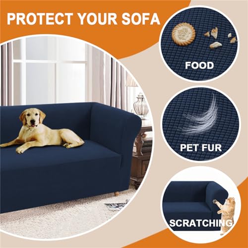 Housse de canapé Chesterfield extensible veloutée bleu roi