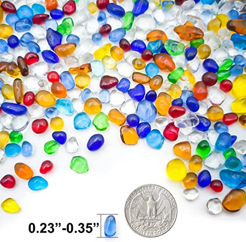 Image of 2 lbs /900g Colorful Clear Sea Glass Pebbles Aquarium Gravel Fish Tank Rocks Small, Irregular Glass Gems Stones Beads Marble Pebbles Rock Sand for Garden|Vase Filler|Fish Turtle Tank Decorations