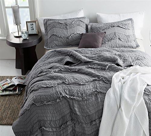 Byourbed BYB Alloy Relaxin' Chevron Ruffles Quilt - Single Tone - Queen (Includes 2 Standard Shams)