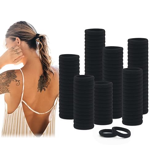 Lazos para el cabello sin costuras sin daño, bandas negras para cabello de mujer, soportes para cola de caballo para cabello grueso, lazos elásticos