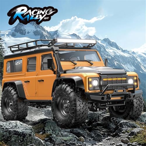 Image of RC Cars Remote Control Truck RC Rock Crawler 1:16 2.4G 4WD RTR All Terrain Hobby Off Road Truck Racing Vehicle Hobby Grade Model Yellow Vehicle with LED Lights 1 Batteries