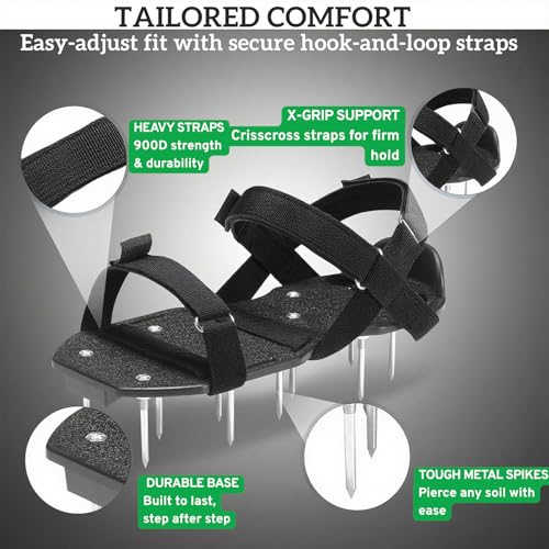 Lawn Aerator Shoes with 2.1” Spikes for Grass Aeration, Spiked Shoes for Lawn Care, Adjustable Heavy-Duty Strap Fit, Gardening Aerator Tool for Yard, Soil & Epoxy Floors by CCBLZLL - Image 2