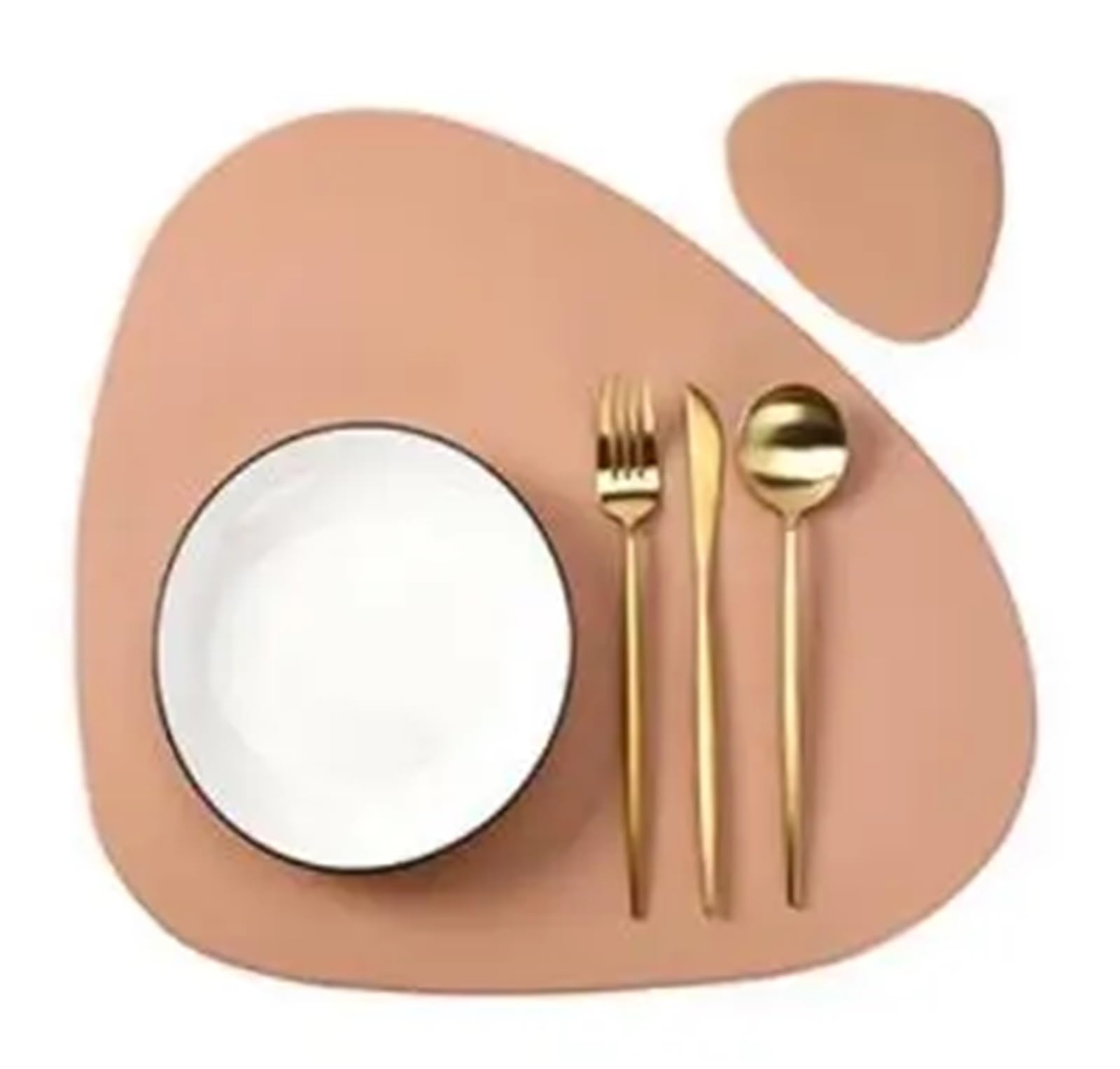 Black Table Placemats and Coasters Oval Shaped Table Mats Pad Kitchen Accessories Place mat for Indoor & Outdoor(CD Pink,4sets)