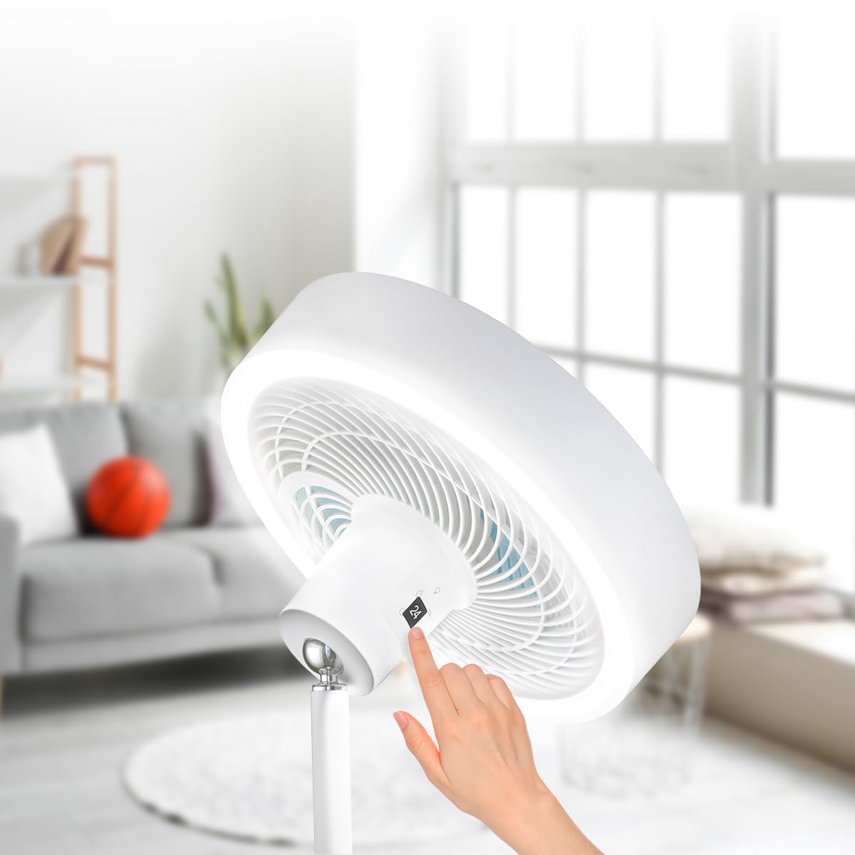 Cecotec Ventilateur sur Pied EnergySilence FanLamp 36 W, 9 Vitesses, LED