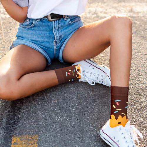 Image of Funny Donut Burger Food Socks Box, Crazy Socks for Women Teen Girls, Birthday Christmas Stocking Stuffers Gag Gifts