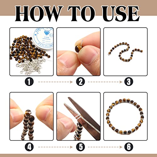 TOAOB 100pcs Natural Stone Beads 8 mm Natural Yellow Tiger Eye Round Stone Loose Beads for Jewellery Making DIY Bracelets Necklaces Crafts - Image 3